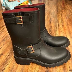 Tommy Hilfiger moto rain boots black